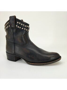 Frye Diana Cut Stud Short Women's Size 6.5 US Black Leather Western Boots 77718